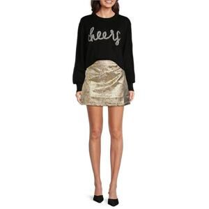 NWT J. MARIE FOIL FLORAL SKIRT PENCIL MINI gold silver glam sz XS lined NEW